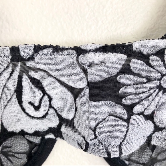 CHRISTIAN DIOR Floral Terry Unlined Underwire Bra in Grey Black - Picture 7 of 7